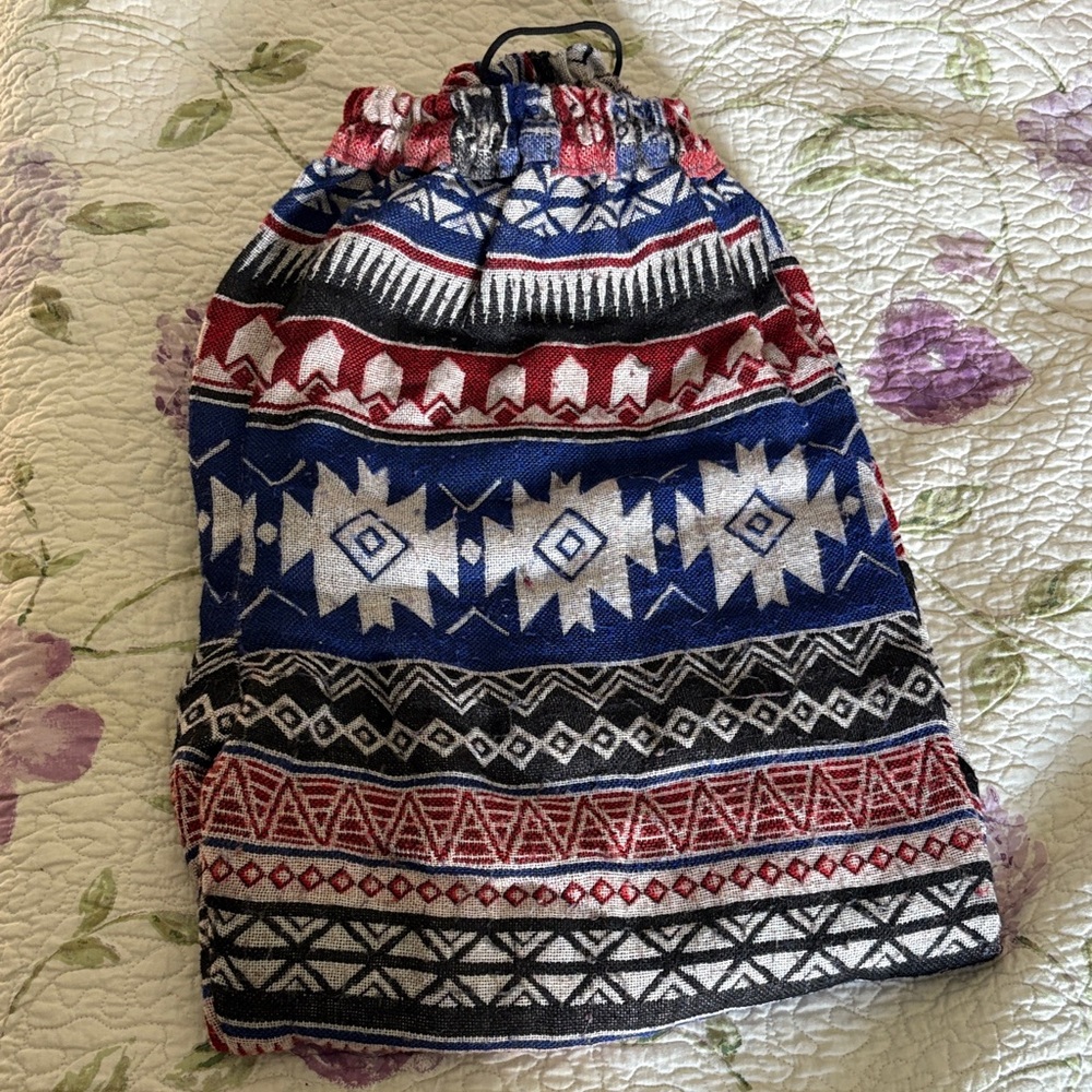Tribal Print Drawstring Bag